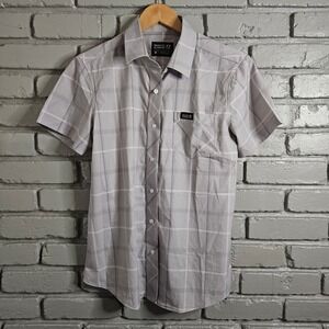 Truckee Flannel Co Mens Grey Plaid Short Sleeve Button Down Shirt Size M